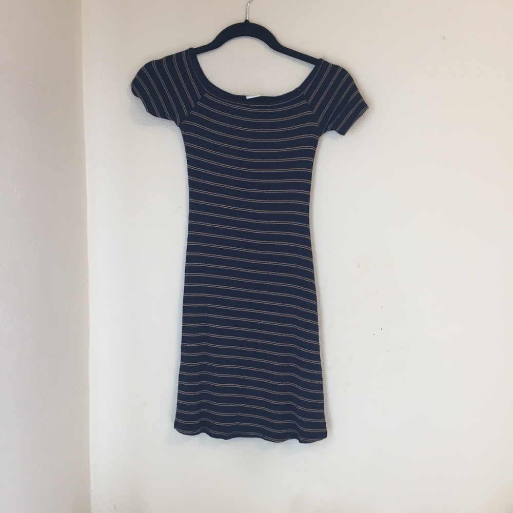 Off-the-shoulder Striped Dress